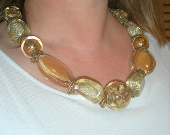 Avant Garde gold and acrylic jewellery set large beads