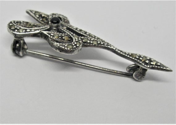 Sterling SILVER and MARCASITE BROOCH A Petite Flo… - image 7