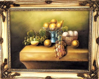 ORIGINAL OIL PAINTING Still life Fruit artist Sandra