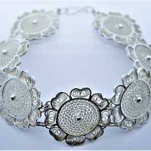 Sterling silver filigree bracelet vintage large