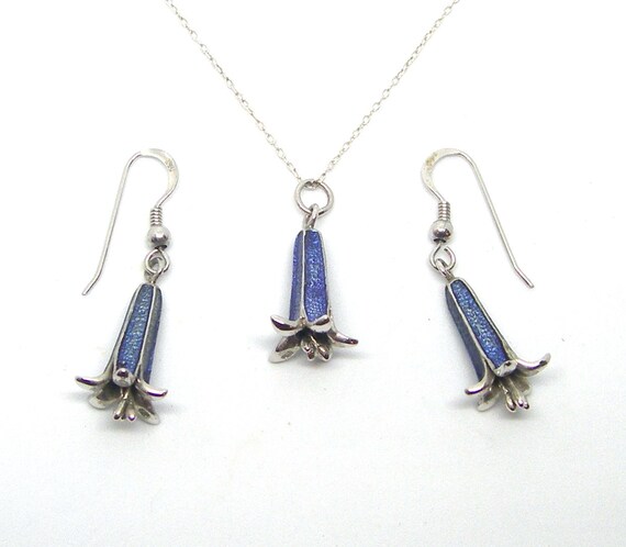 BLUE BELLS STERLING  silver jewellery set pendant… - image 2