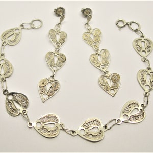 Sterling silver filigree set bracelet and earrings vintage