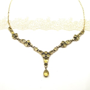STERLING SILVER Bib NECKLACE with citrine vintage