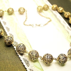 Antique vermeil filigree beads necklace