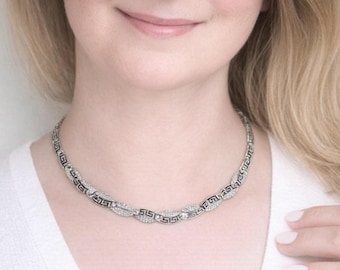 GREEK KEY SILVER necklace