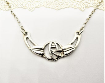 Sterling SILVER BIB NECKLACE Rennie Mackintosh's design inspired  vintage