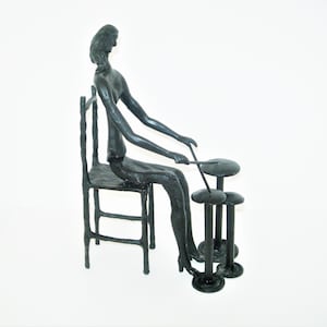 Trommlerin METAL SCULPTURE Handarbeit Vintage