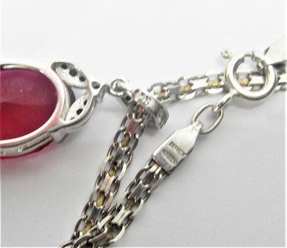 Ruby red garnet sterling silver pendant necklace … - image 6