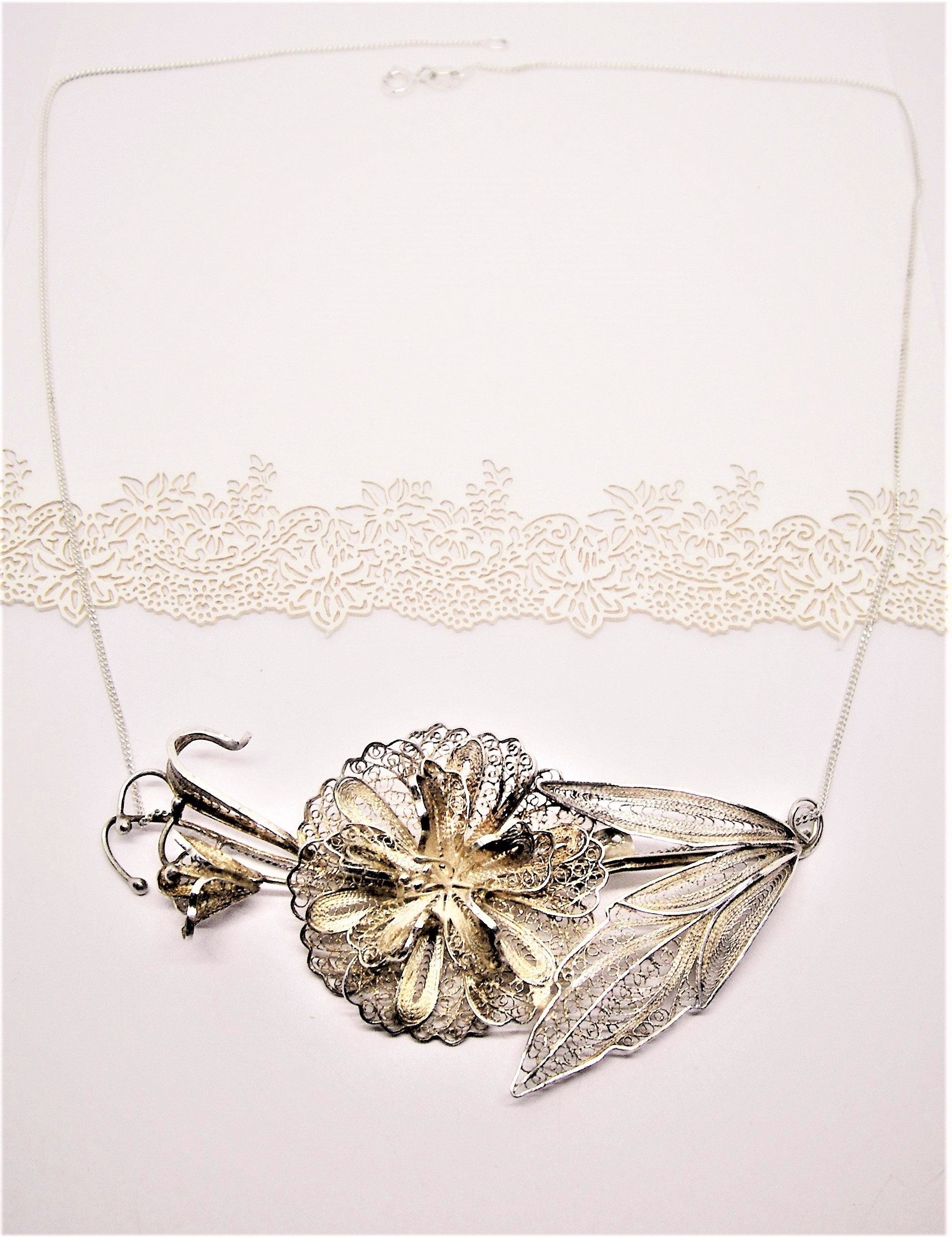 Collana bavaglino in FILIGRANA d'ARGENTO Sterling vintage