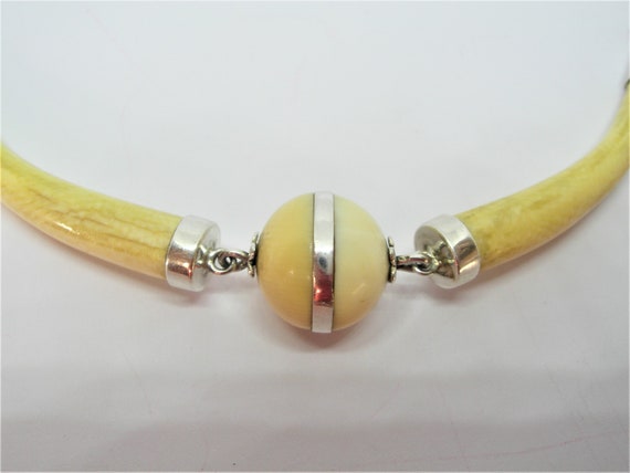 Mid century necklace sterling silver yellow amber - image 8