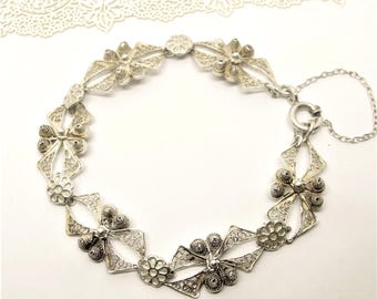 SILVER FILIGREE BRACELET handcrafted vintage