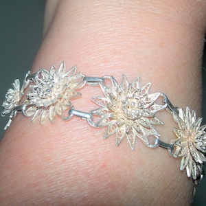SILVER FILIGREE BRACELET Flowers vintage Byzantium style, gift for her