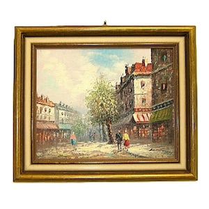 PARIS ORIGINAL OIL painting artist Caroline Burnett vintage