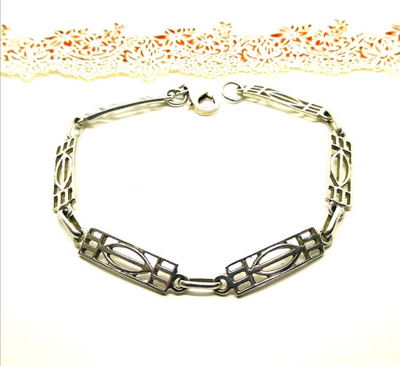Bracelet Art Déco En Argent 925 Avec Marcassites - Longueur 17,5 Cm, Poignet Fin, Occasion