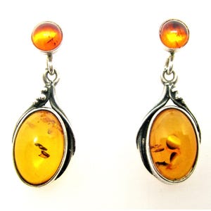 Amber sterling silver earrings vintage