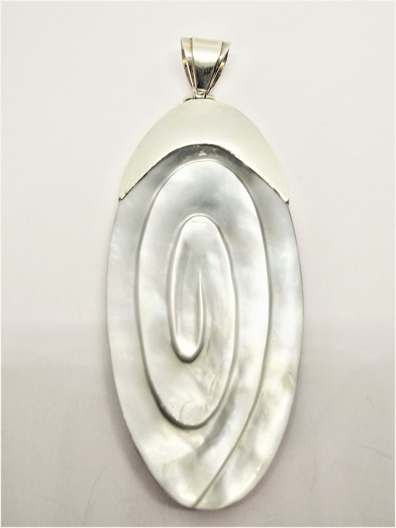 Extra Large Hand Carved Pendant Sterling Silver and Mother of Etsy UK