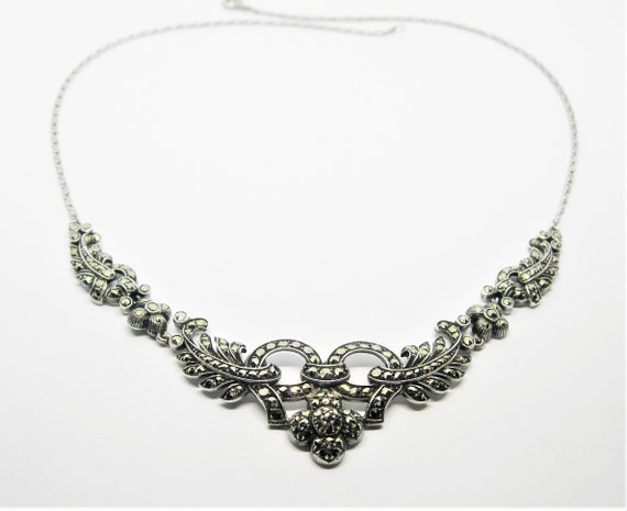 Art Nouveau silver marcasite necklace