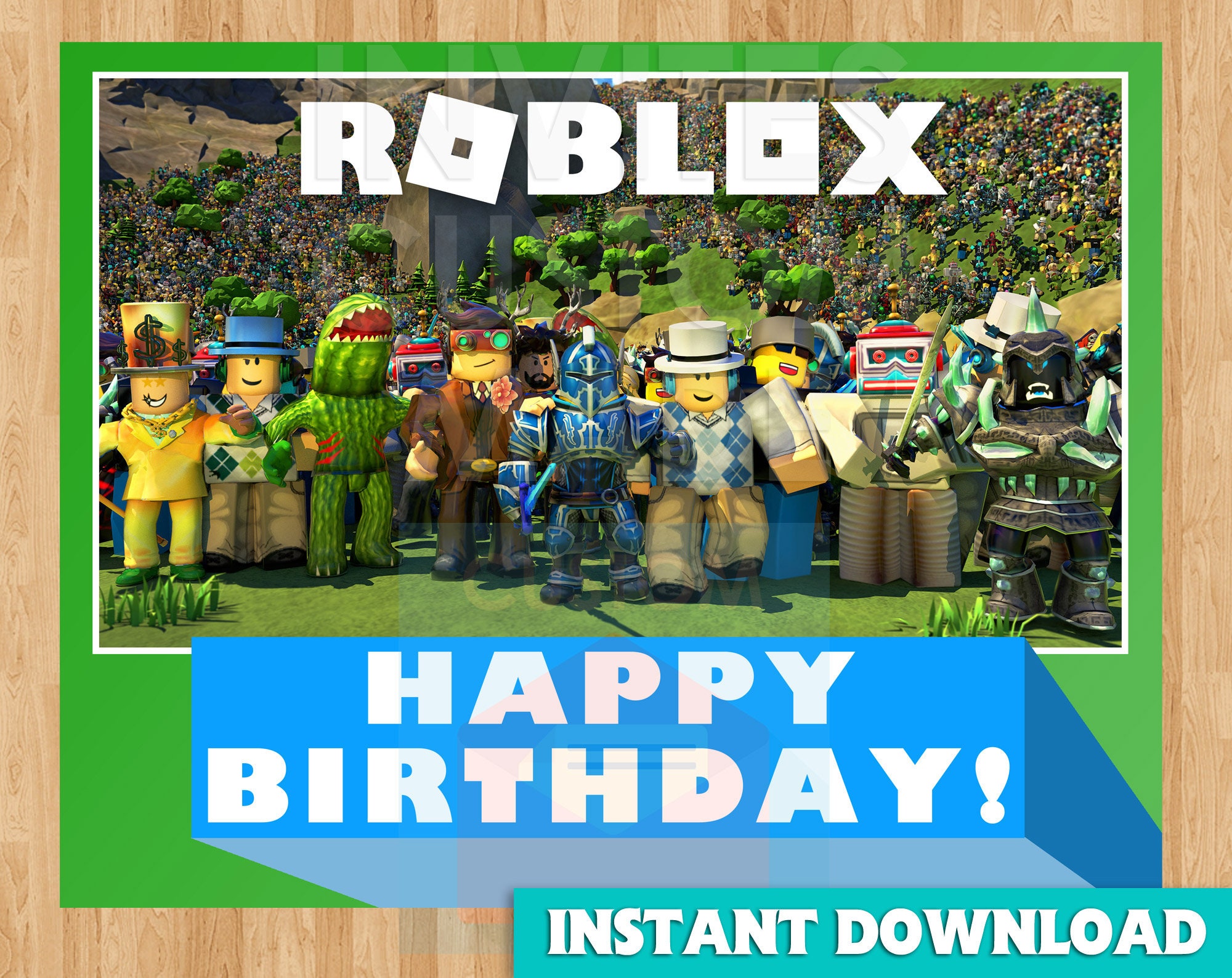 Roblox Happy Birthday Sign Instant Download Roblox Birthday Etsy - images of roblox banner