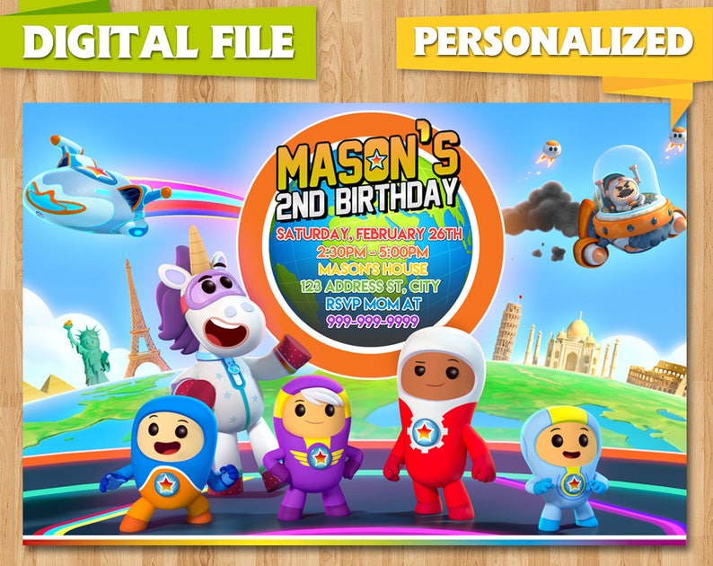 Go Jetters Jetter Birthday Party Invite Invitation Invitations Etsy -