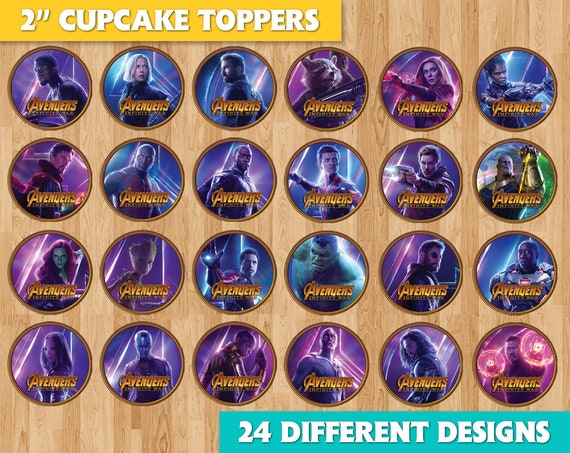 Avengers Infinity War Birthday 2 Cupcake Toppers Etsy - roblox characters 02 cupcake toppers or buttons printable a4 etsy roblox character printables cupcake toppers