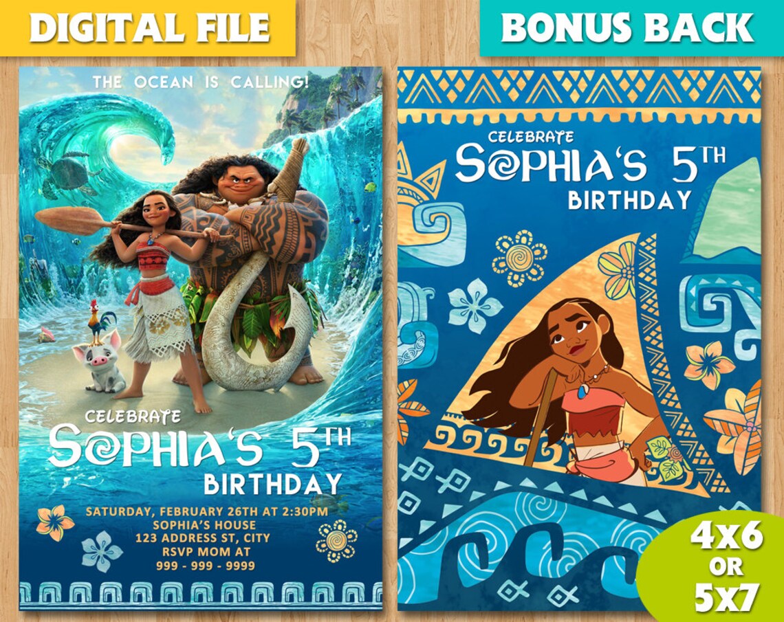 Moana Invitation Moana Invite Moana Birthday Invitations Etsy