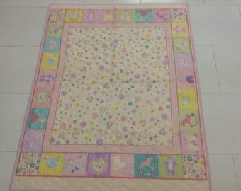 Pink Toys & Flowers Baby Quilt