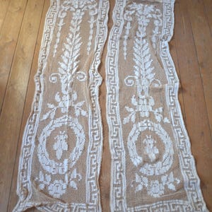 カーテン 19th Century French Filet Lace Curtain French Filet Lace Curtains - Etsy