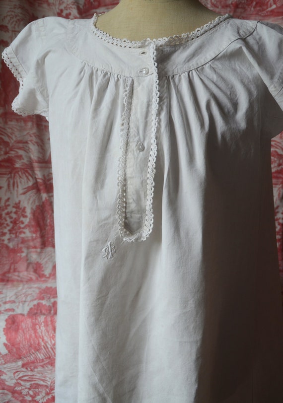 Antique pure linen shift or night dress, under ga… - image 4