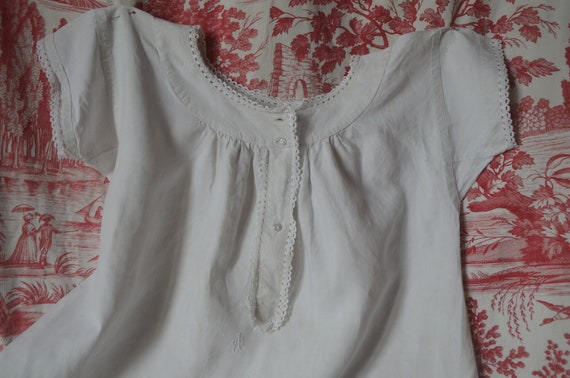 Antique pure linen shift or night dress, under ga… - image 2