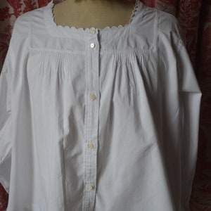 Antique French Victorian Napoleon III pure cotton hand made embroidered blouse white work lace frill entirely hand made and embroidered