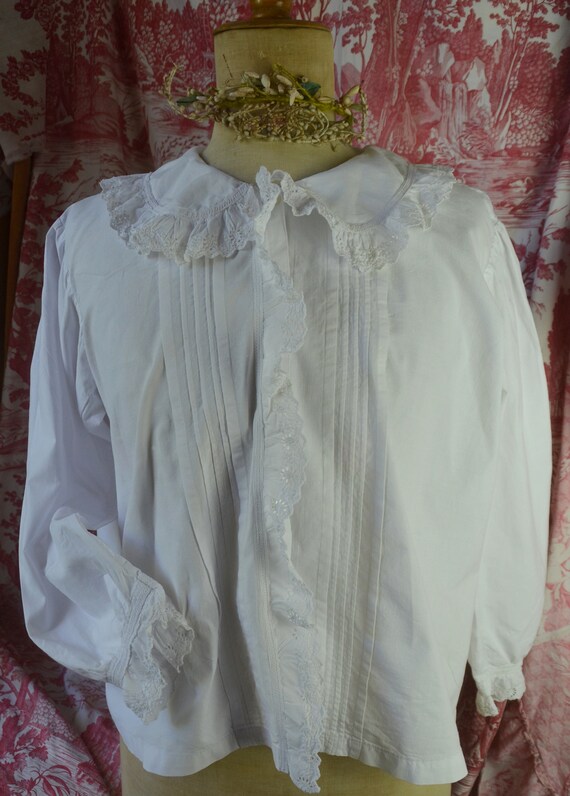 French blouse, hand made and embroidered, pin tuck