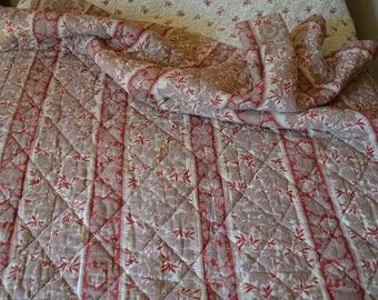French boutis piquee hand sewn Provencal quilt about 73" x 64"