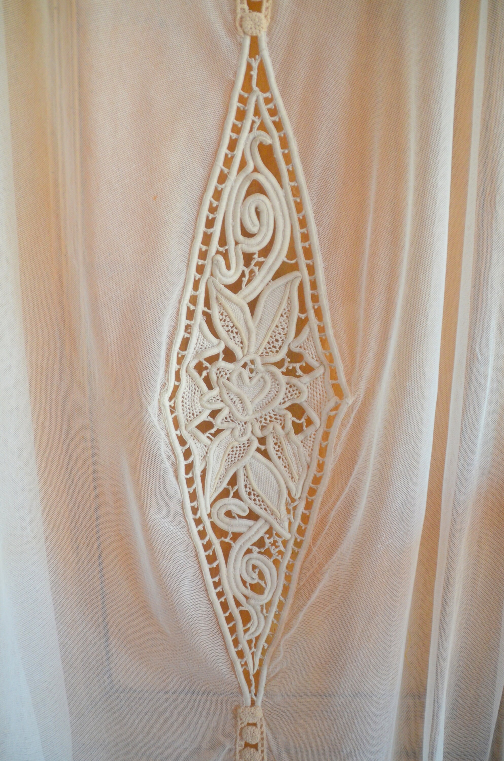 Art Nouveau Main Fait Dentelle Aiguille et Crochet Net Tulle Rideau