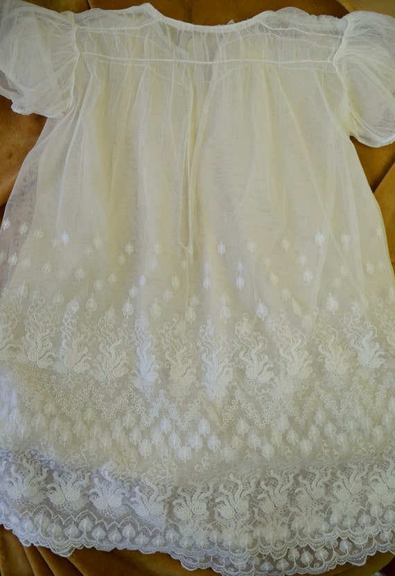 Antique French hand made tambour lace tulle child… - image 5