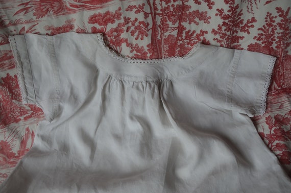 Antique pure linen shift or night dress, under ga… - image 7