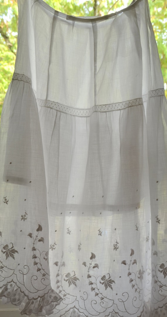 Antique French fine cotton lawn hand embroidered w