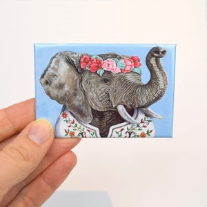 Festival Elephant Magnet. 2"x3" refrigerator magnet. Cute animal magnet. Funny fridge magnet.