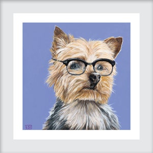 Yorkshire Terrier Art Print. Dogs in Glasses. Yorkie Home Decor. Dog Wall Art. Nursery Art. Hipster Art.