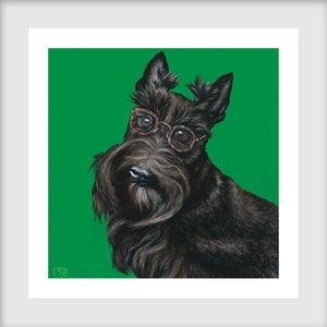 Scottish Terrier 8&quot;x8&quot; Art Print. Dogs in Glasses. Scottie Dog Home Decor. Dog Wall Art. Nursery Art. Hipster Art.
