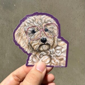 Vinylsticker gouden doodle | Hondensticker | Grappige sticker | Leuke sticker | Honden met bril
