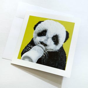 Cartão de Saudação Bebê Panda. Cartão em branco 5x5. Cartão de Novo Bebê. Cartão de Primeiro Aniversário. Cartão de Boas-vindas ao Pequeno. Cartão de parabéns para novos pais.