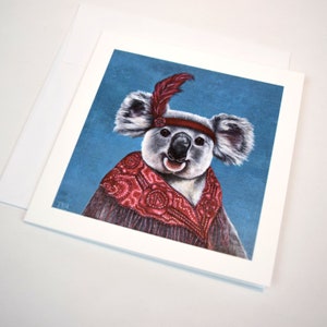 Tarjeta de felicitación con koala. Tarjeta en blanco de 5 x 5. Tarjeta de cumpleaños. Tarjeta de graduación. Tarjeta de felicitaciones. Tarjeta para amantes de los koalas.