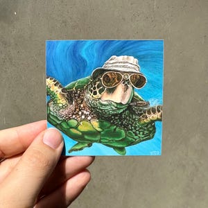 Fear and Loathing in the Pacific Sea Turtle Sticker | Funny Animal Art | Hunter S. Thompson