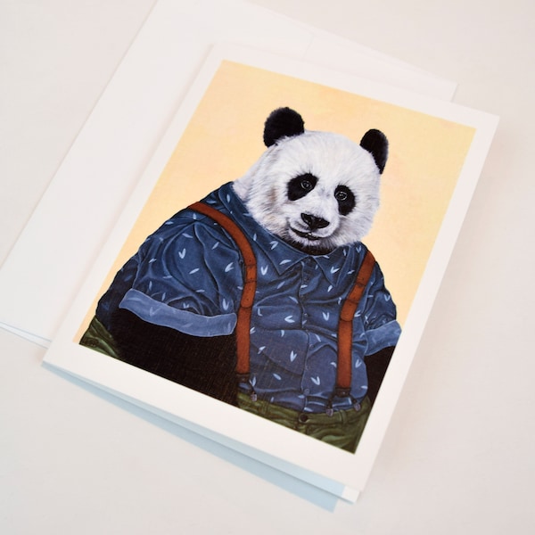 Hipster Panda Greeting Card. 4x5 blank card. Birthday card. Wedding & engagement card. Congratulations card.