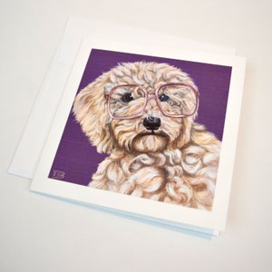 Carte de voeux Goldendoodle. Chiens à lunettes. Carte vierge 5x5. Carte d'anniversaire Golden Doodle. Carte Golden Girls. Félicitations carte de remerciement.
