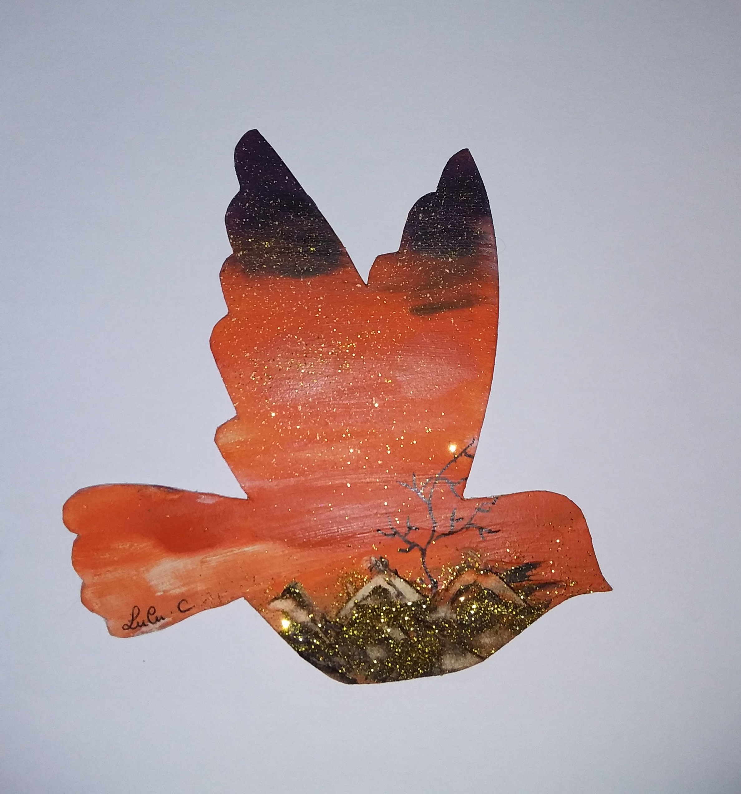 Peinture sur Forme Oiseau