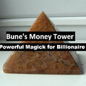 Black Magick Enchanted Citrine Pyramid. &quot;Bune&#39;s Prosperity Tower&quot;, law of attraction feng shui tool for CEO traders realtors Billionaires