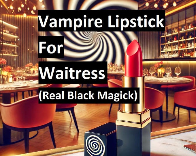 Vampire lipstick for waitress. Extreme charisma, Hypnosis power. drain energy from rich clients, astral energy to pull in sugar daddy tips