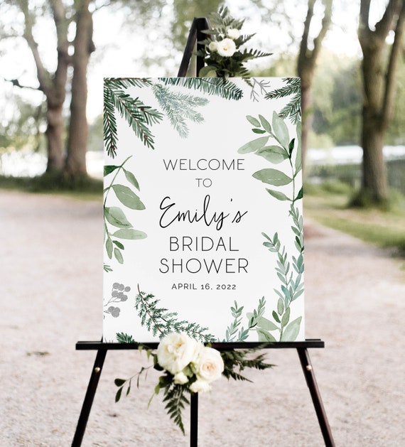 Editable Greenery Bridal Welcome Sign Template Printable - Etsy