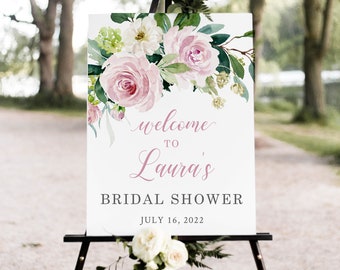 Editable Dusty Rose Bridal Welcome Sign, Pink Shower Decoration, 8x10, 18x24, 24x36, Instant Download, Bella
